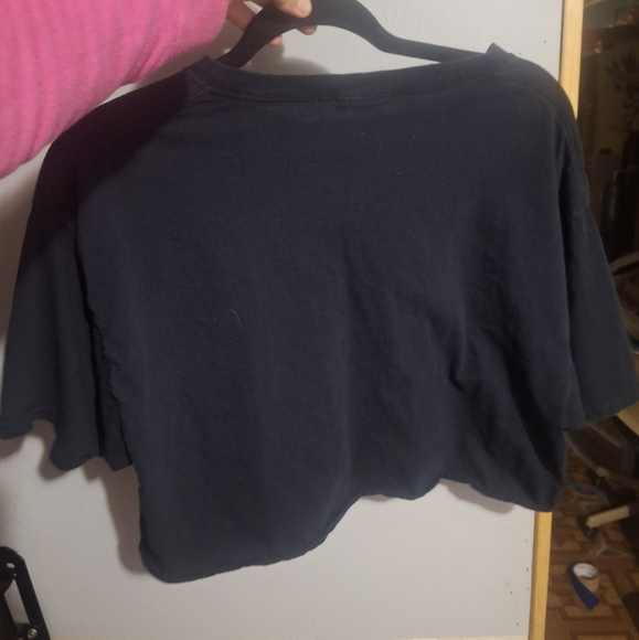 Fruit of the Loom Black Crop Top with Blue Smiley - Picture 2 of 3